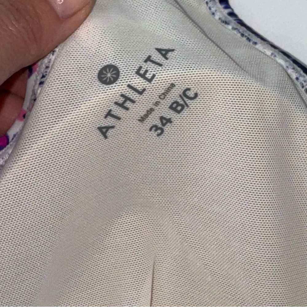 Athleta Purple Pink Orange Floral Halter Bikini Top